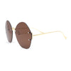 Womens Oversized Metal Frame Rimless Butterfly Glam Sunglasses