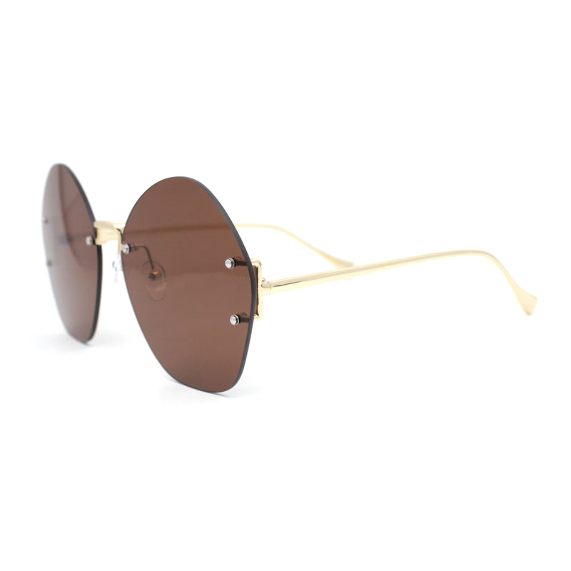 Womens Oversized Metal Frame Rimless Butterfly Glam Sunglasses