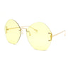 Womens Oversized Metal Frame Rimless Butterfly Glam Sunglasses