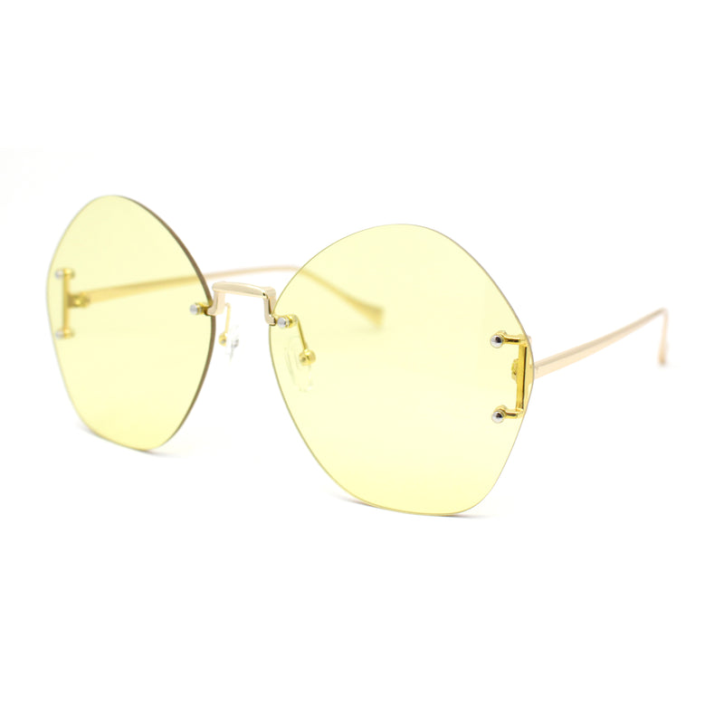 Womens Oversized Metal Frame Rimless Butterfly Glam Sunglasses