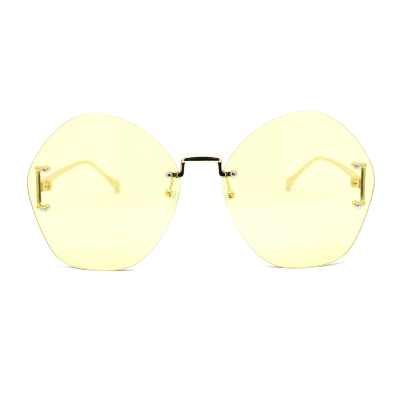 Womens Oversized Metal Frame Rimless Butterfly Glam Sunglasses