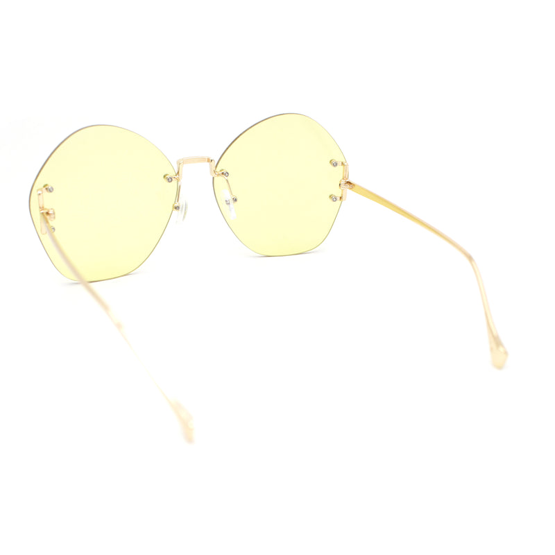 Womens Oversized Metal Frame Rimless Butterfly Glam Sunglasses