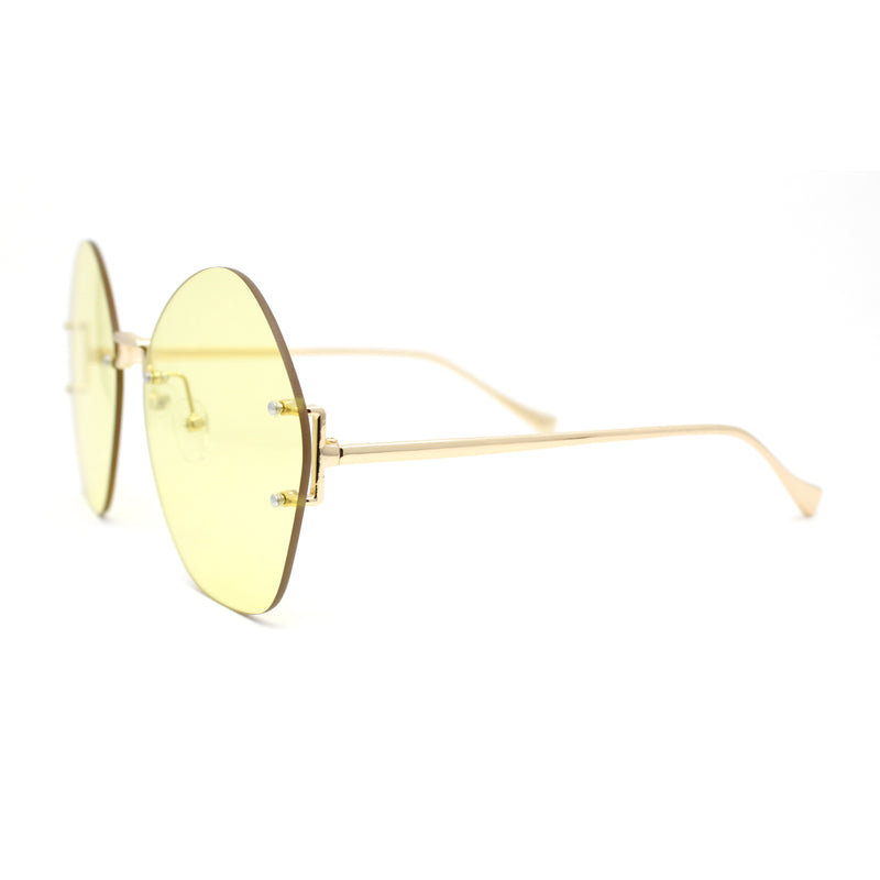 Womens Oversized Metal Frame Rimless Butterfly Glam Sunglasses