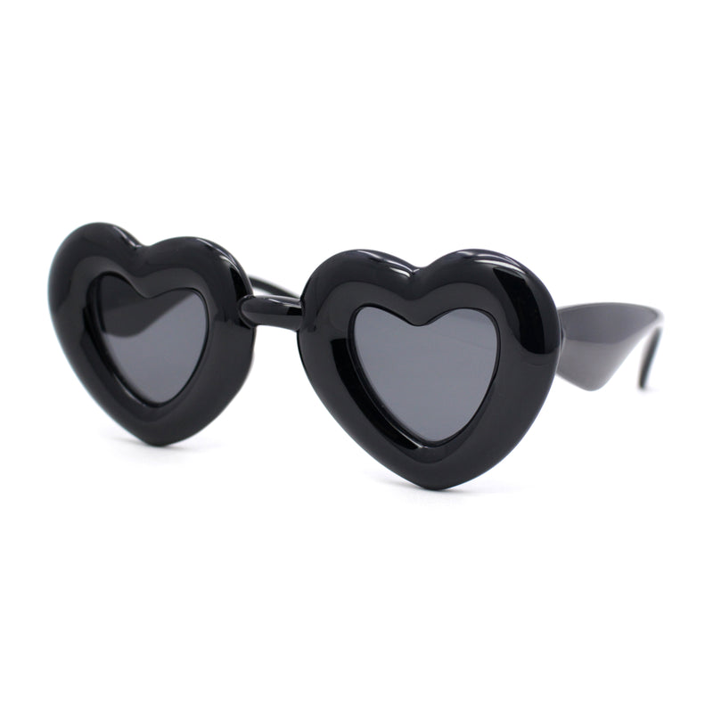 Womens Lolita Thick Bubble Frame Heart Plastic Sunglasses