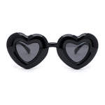 Womens Lolita Thick Bubble Frame Heart Plastic Sunglasses