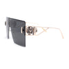 Luxury Oversized Rectangle Shield Rimless Lion Emblem Sunglasses