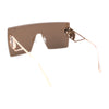 Luxury Oversized Rectangle Shield Rimless Lion Emblem Sunglasses