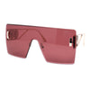 Luxury Oversized Rectangle Shield Rimless Lion Emblem Sunglasses