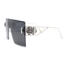 Luxury Oversized Rectangle Shield Rimless Lion Emblem Sunglasses