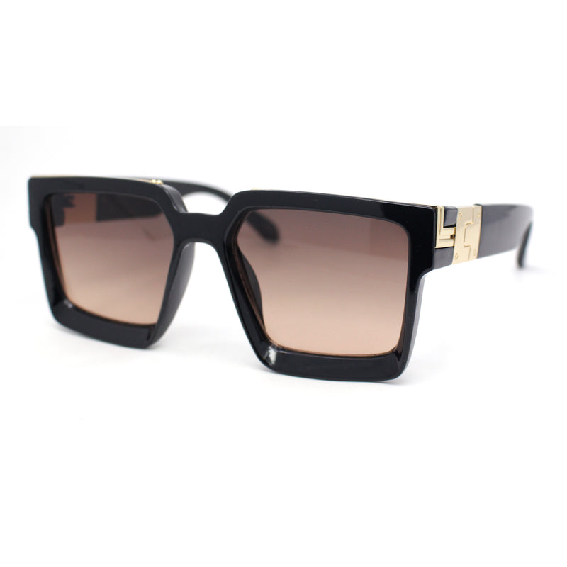 Luxury Bevel Horn Rim Mafia Mobster Fashion Rectangle Sunglasses