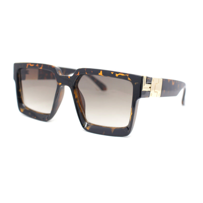 Luxury Bevel Horn Rim Mafia Mobster Fashion Rectangle Sunglasses