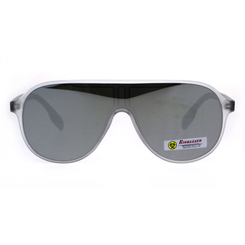 Mens Biohazard Plastic Shield Racer Color Mirror Sunglasses