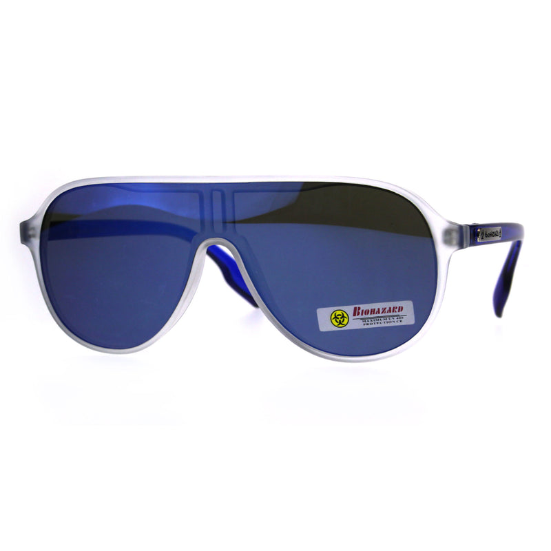 Mens Biohazard Plastic Shield Racer Color Mirror Sunglasses