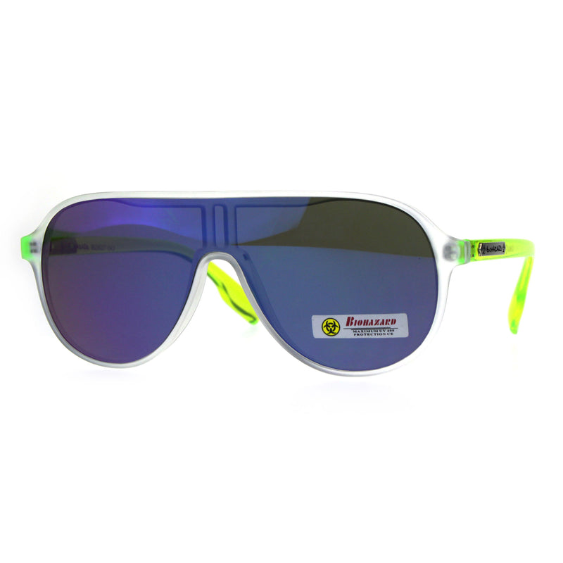 Mens Biohazard Plastic Shield Racer Color Mirror Sunglasses