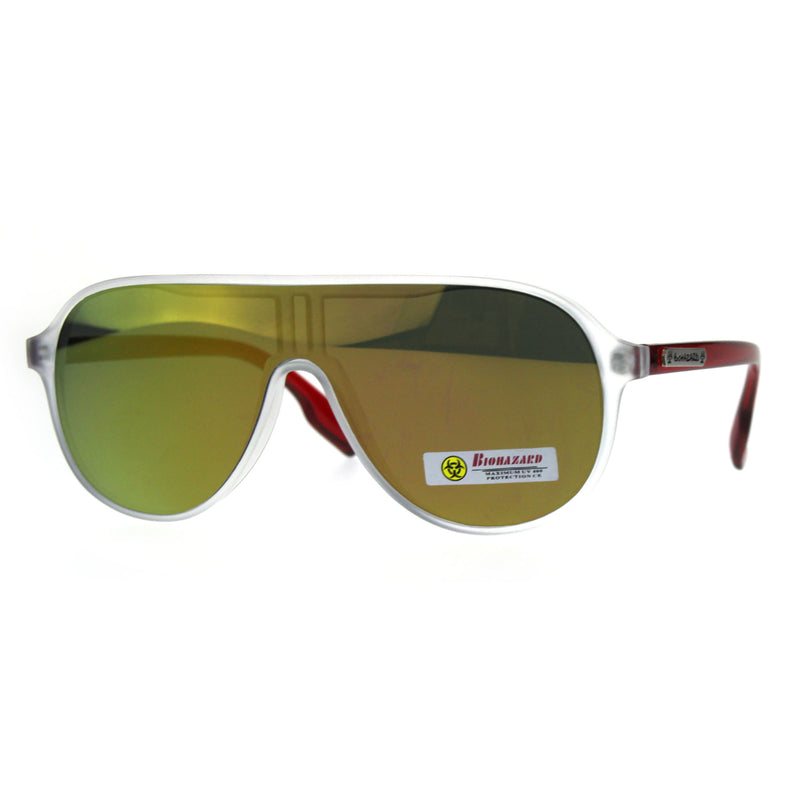 Mens Biohazard Plastic Shield Racer Color Mirror Sunglasses