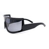 Flat Top Oversized Wrap Curved Lens Plastic Retro Sporty Sunglasses