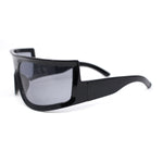 Flat Top Oversized Wrap Curved Lens Plastic Retro Sporty Sunglasses