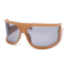 Flat Top Oversized Wrap Curved Lens Plastic Retro Sporty Sunglasses