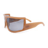 Flat Top Oversized Wrap Curved Lens Plastic Retro Sporty Sunglasses