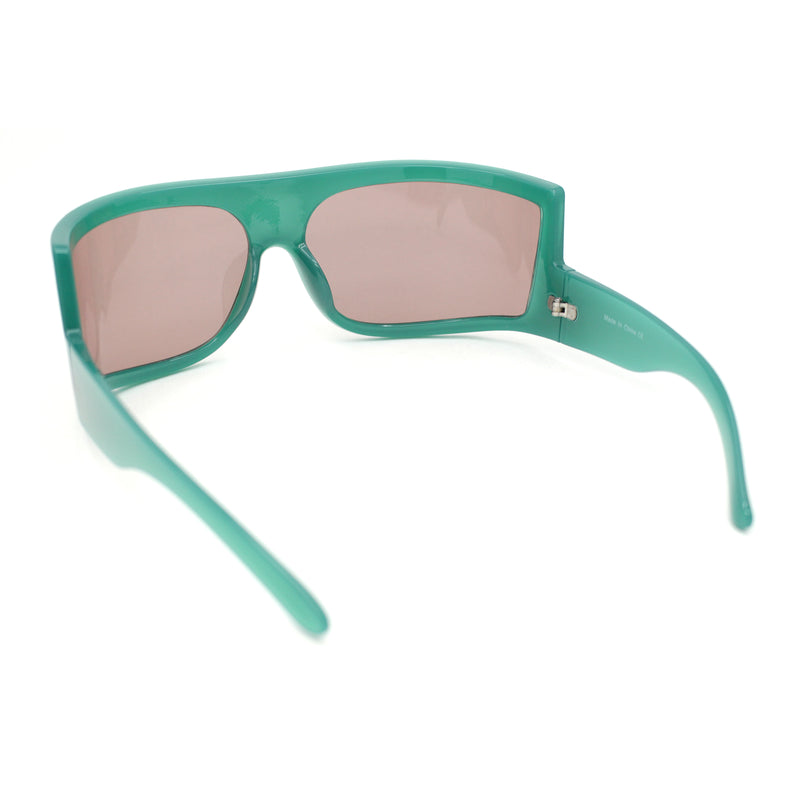 Flat Top Oversized Wrap Curved Lens Plastic Retro Sporty Sunglasses