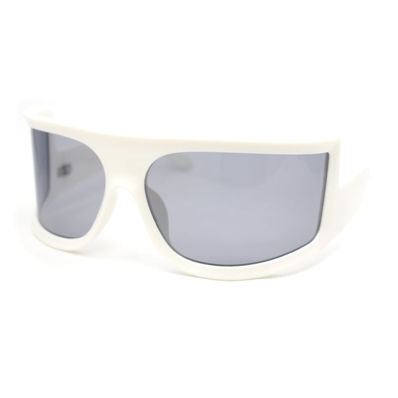 Flat Top Oversized Wrap Curved Lens Plastic Retro Sporty Sunglasses