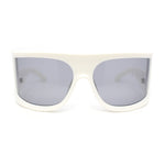 Flat Top Oversized Wrap Curved Lens Plastic Retro Sporty Sunglasses