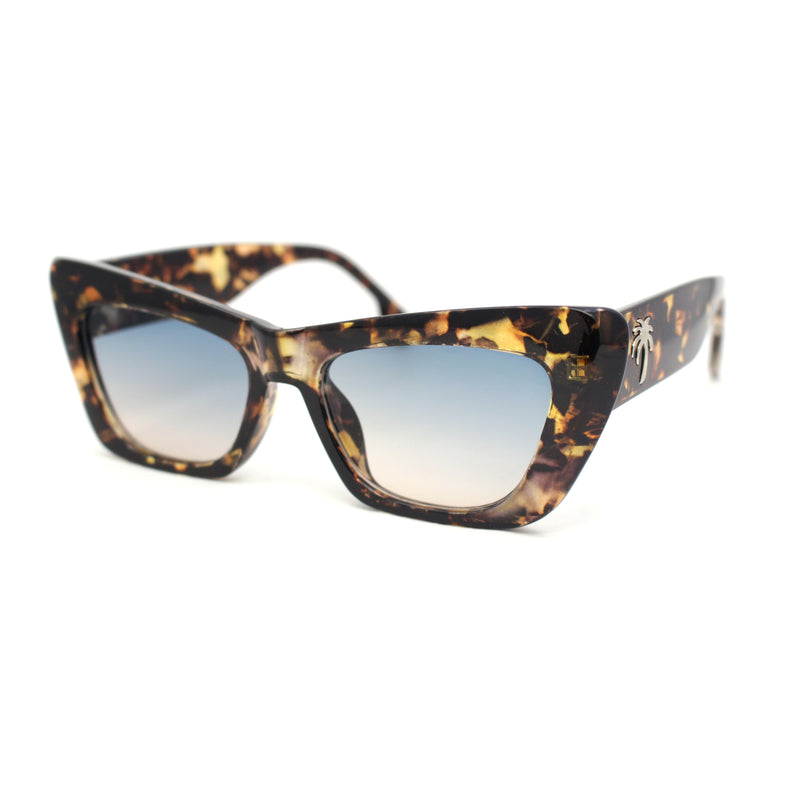 Womens Stylish Palm Tree Deco Mod Cat Eye Retro Sunglasses