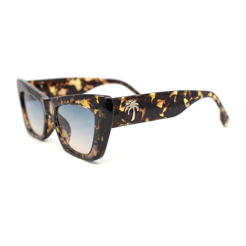 Womens Stylish Palm Tree Deco Mod Cat Eye Retro Sunglasses