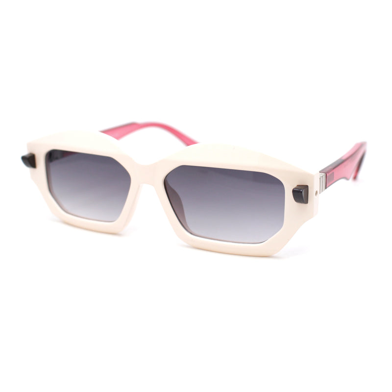 Womens Artsy Lipstick Hinge Beveled Mod Rectangle Sunglasses