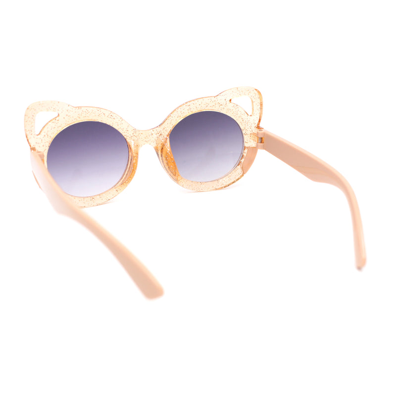 Child Kids Size Girls Kitty Cat Ear Round Plastic Sunglasses