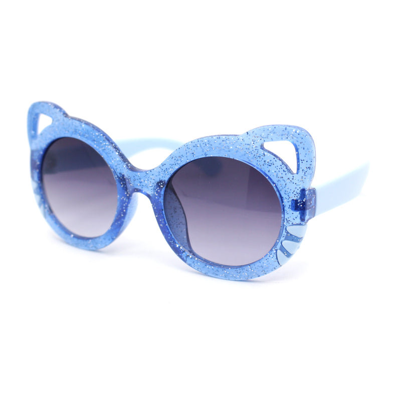 Child Kids Size Girls Kitty Cat Ear Round Plastic Sunglasses