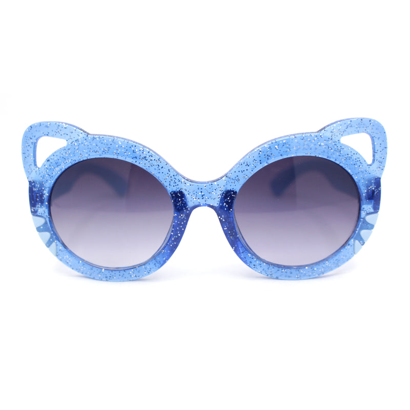 Child Kids Size Girls Kitty Cat Ear Round Plastic Sunglasses