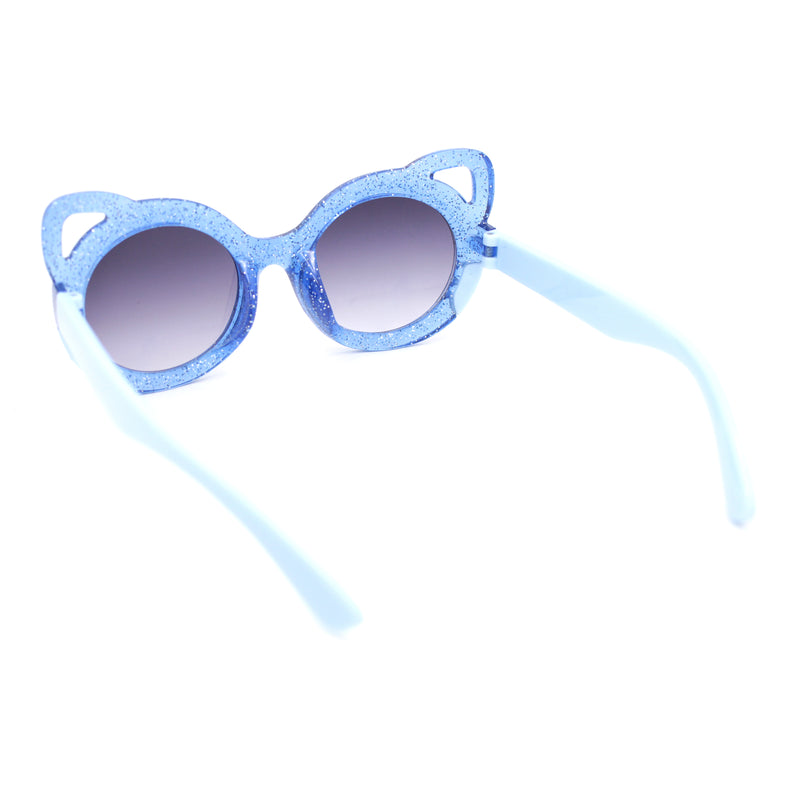 Child Kids Size Girls Kitty Cat Ear Round Plastic Sunglasses