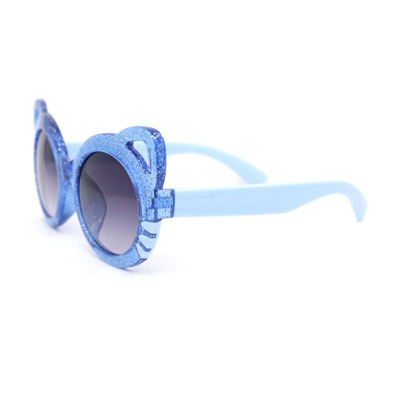 Child Kids Size Girls Kitty Cat Ear Round Plastic Sunglasses