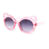 Child Kids Size Girls Kitty Cat Ear Round Plastic Sunglasses