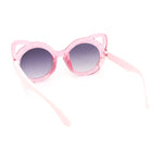 Child Kids Size Girls Kitty Cat Ear Round Plastic Sunglasses