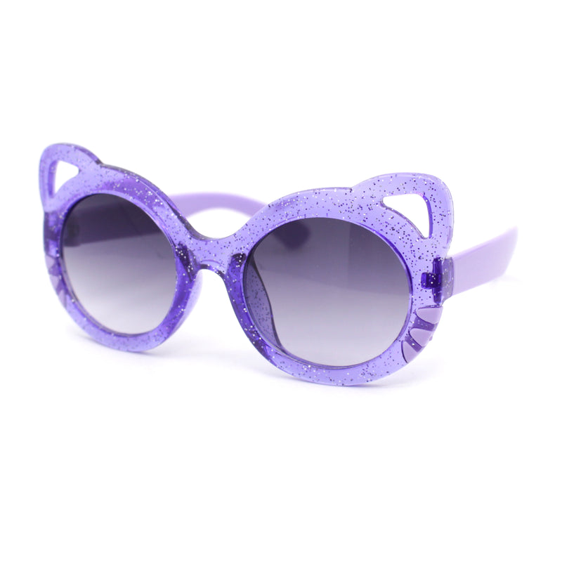 Child Kids Size Girls Kitty Cat Ear Round Plastic Sunglasses