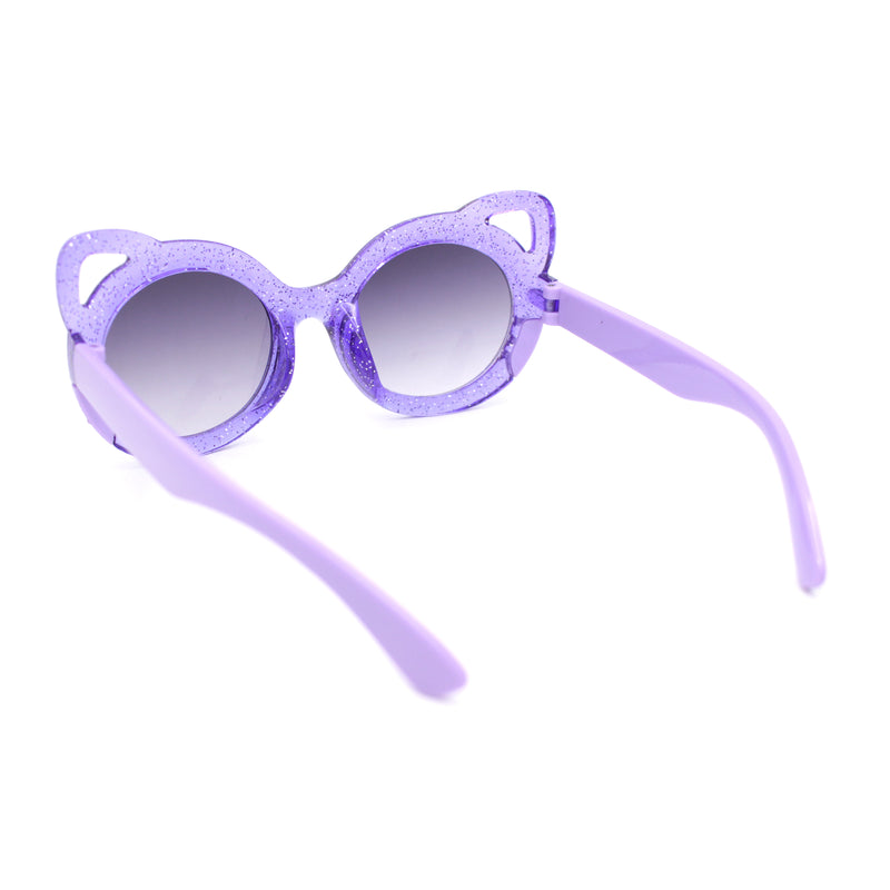 Child Kids Size Girls Kitty Cat Ear Round Plastic Sunglasses