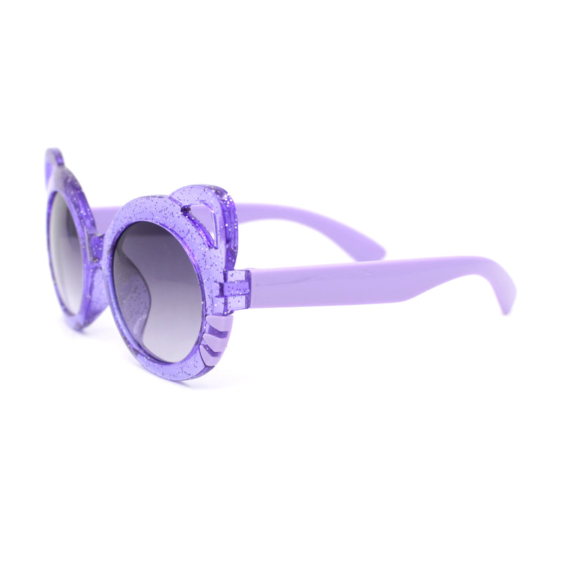 Child Kids Size Girls Kitty Cat Ear Round Plastic Sunglasses