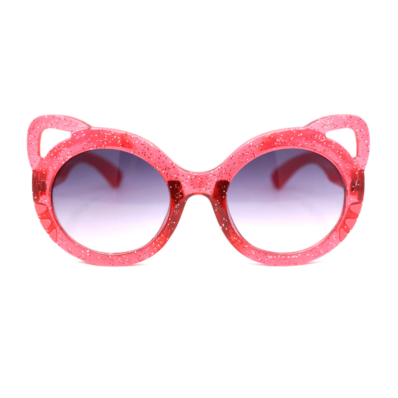 Child Kids Size Girls Kitty Cat Ear Round Plastic Sunglasses