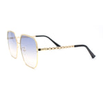 Womens Metal Chain Arm Mobster Rectangle Retro Fashion Sunglasses