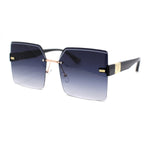 Womens Luxury Fashion Rimless Rectangle Designer Style 90s Sunglasses