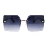 Womens Luxury Fashion Rimless Rectangle Designer Style 90s Sunglasses