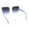 Womens Luxury Fashion Rimless Rectangle Designer Style 90s Sunglasses