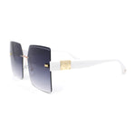 Womens Luxury Fashion Rimless Rectangle Designer Style 90s Sunglasses