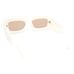 Womens Dimensional Stripe Bevel Thick Rectangle Mod Fashion Sunglasses