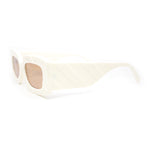 Womens Dimensional Stripe Bevel Thick Rectangle Mod Fashion Sunglasses