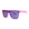 Polarized Pop Color Mirror Shield Horn Rim Oversize Sunglasses