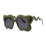 Bubbly Hazy Cloud Shape Rectangle Funky Runway Sunglasses