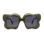 Bubbly Hazy Cloud Shape Rectangle Funky Runway Sunglasses